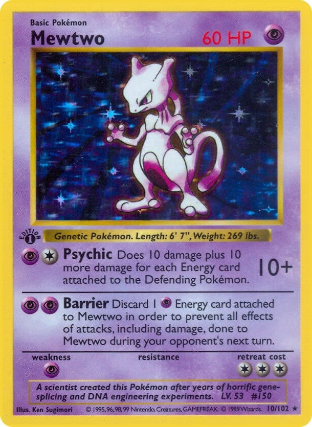 Image for Mewtwo (010/102) (Base Set (Shadowless)) (BSS) - Pokemon