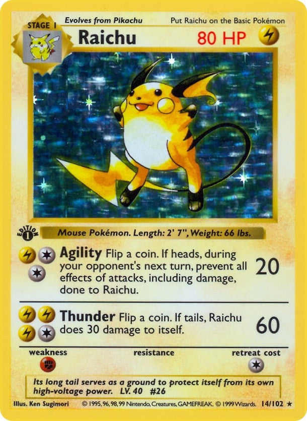 Image for Raichu (014/102) (Base Set (Shadowless)) (BSS) - Pokemon
