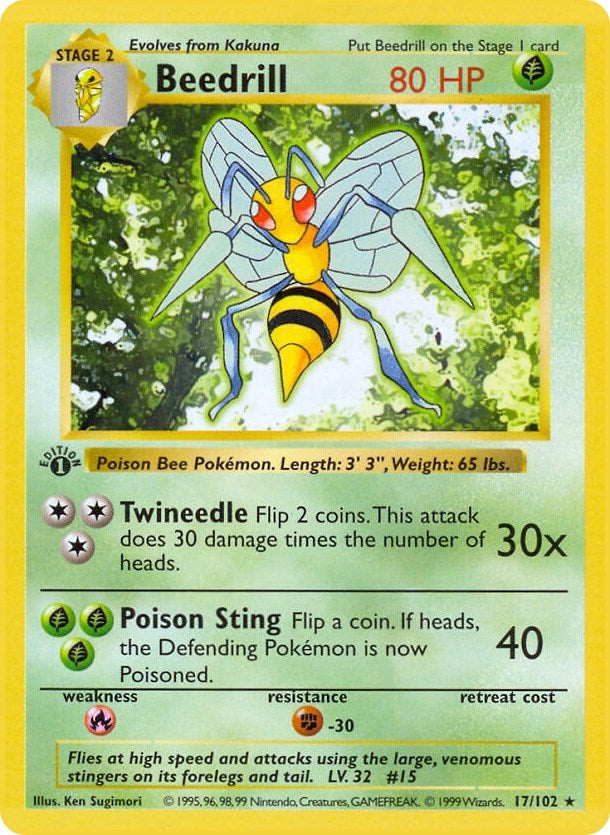 Image for Beedrill (017/102) (Base Set (Shadowless)) (BSS) - Pokemon