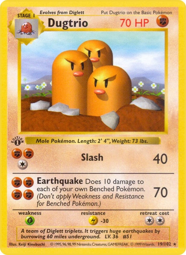 Image for Dugtrio (019/102) (Base Set (Shadowless)) (BSS) - Pokemon