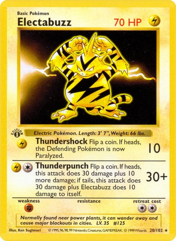 Image for Electabuzz (020/102) (Base Set (Shadowless)) (BSS) - Pokemon