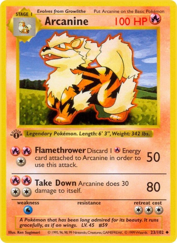 Image for Arcanine (023/102) (Base Set (Shadowless)) (BSS) - Pokemon