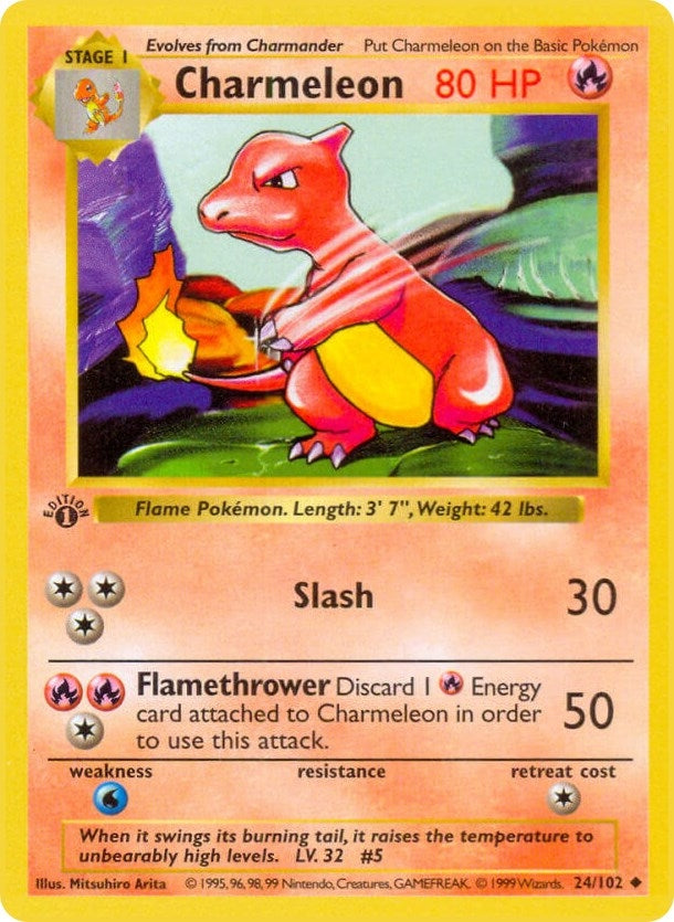 Image for Charmeleon (024/102) (Base Set (Shadowless)) (BSS) - Pokemon