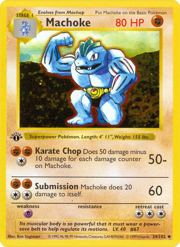 Image for Machoke (034/102) (Base Set (Shadowless)) (BSS) - Pokemon