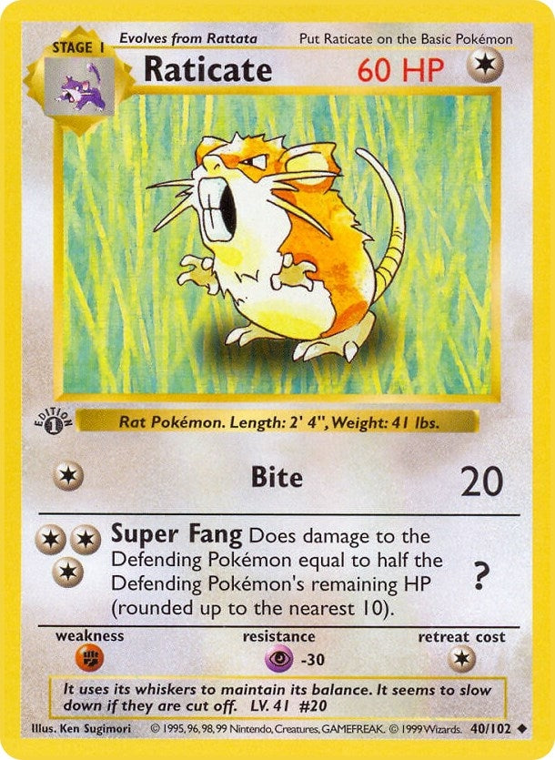 Image for Raticate (040/102) (Base Set (Shadowless)) (BSS) - Pokemon