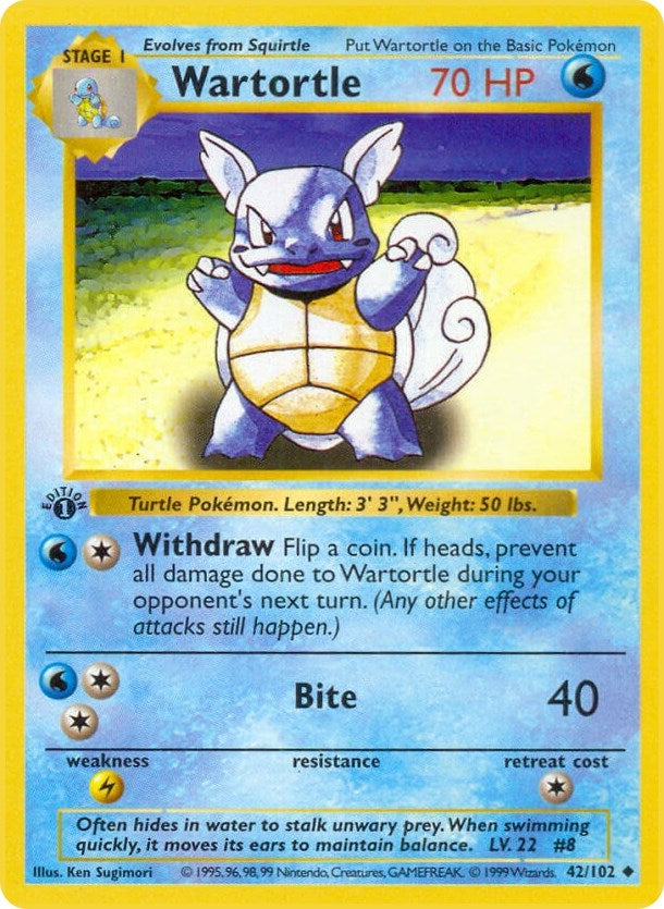 Image for Wartortle (042/102) (Base Set (Shadowless)) (BSS) - Pokemon