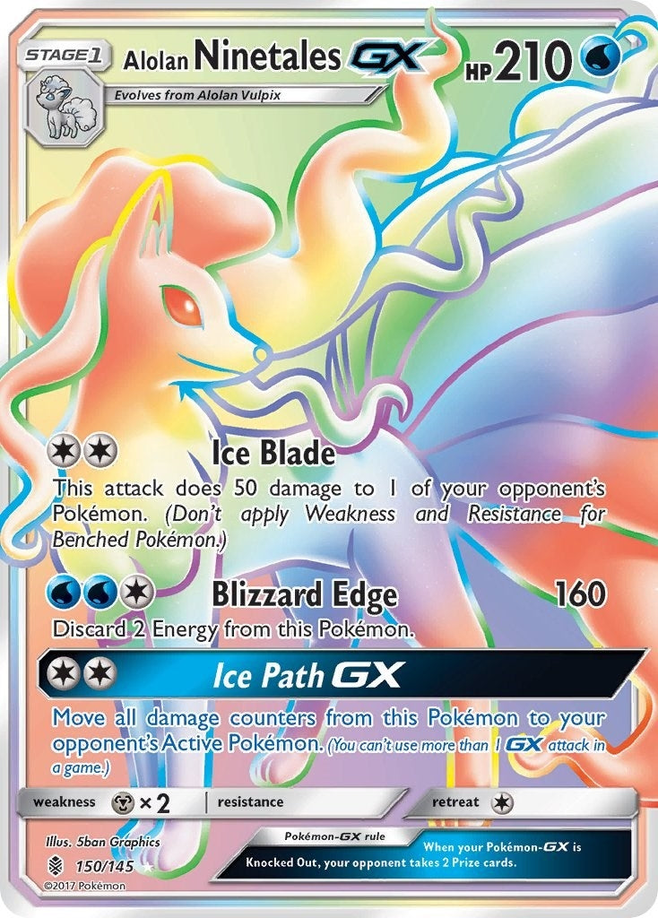 Image for Alolan Ninetales GX (Secret) (150/145) (SM - Guardians Rising) (SM02) - Pokemon