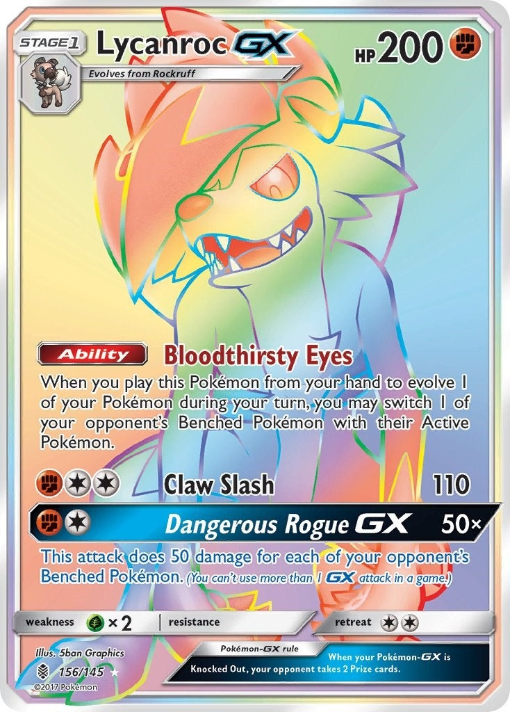 Image for Lycanroc GX (Secret) (156/145) (SM - Guardians Rising) (SM02) - Pokemon