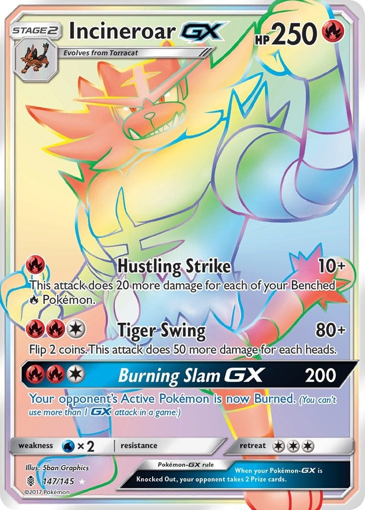 Image for Incineroar GX (Secret) (147/145) (SM - Guardians Rising) (SM02) - Pokemon