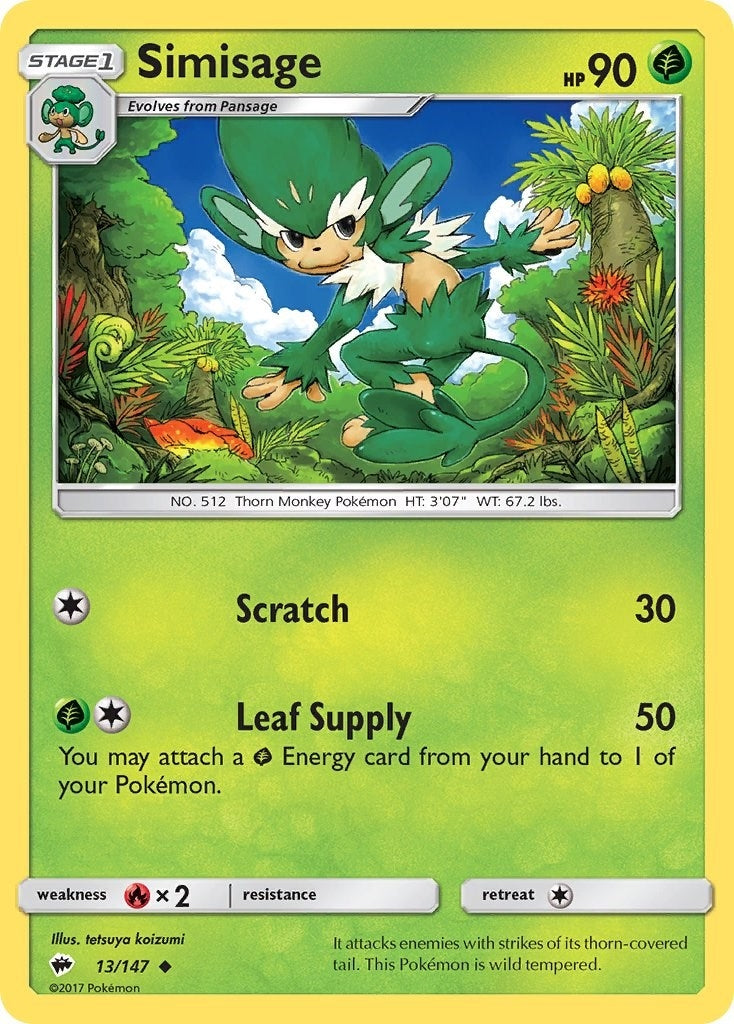 Image for Simisage (13/147) (SM - Burning Shadows) (SM03) - Pokemon