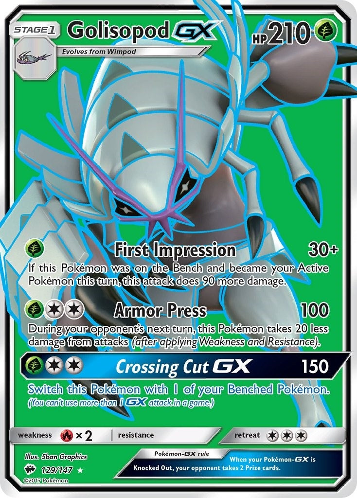 Image for Golisopod GX (Full Art) (129/147) (SM - Burning Shadows) (SM03) - Pokemon