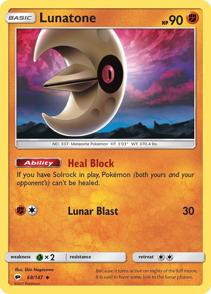 Image for Lunatone (68/147) (SM - Burning Shadows) (SM03) - Pokemon