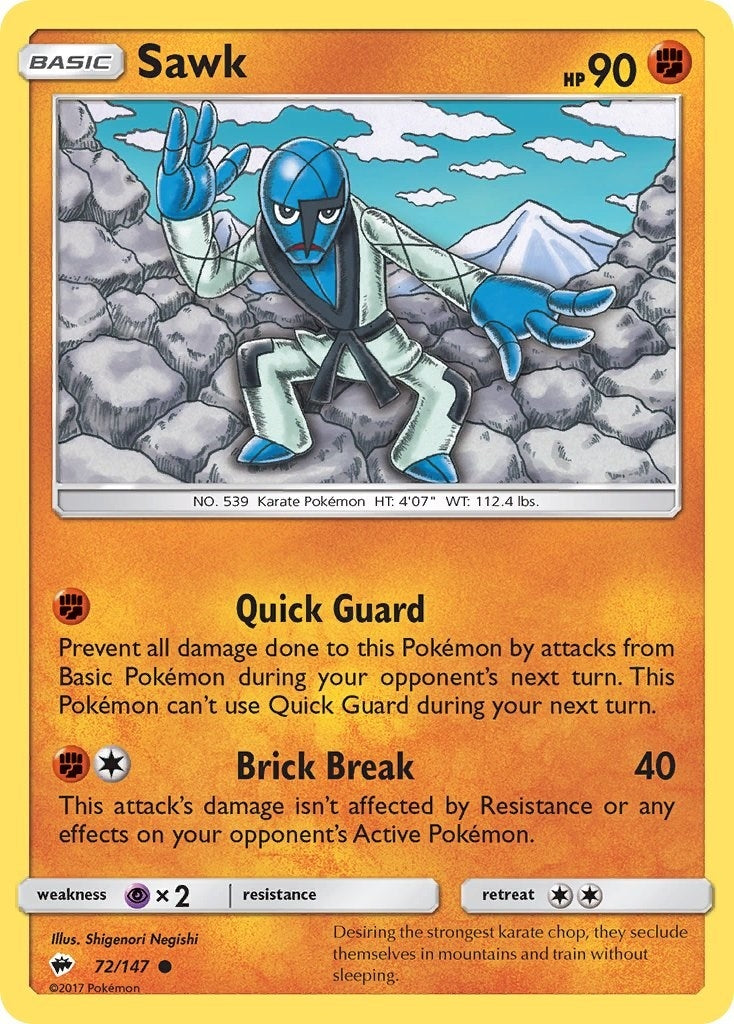 Image for Sawk (72/147) (SM - Burning Shadows) (SM03) - Pokemon