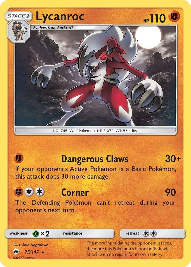 Image for Lycanroc (75) (75/147) (SM - Burning Shadows) (SM03) - Pokemon