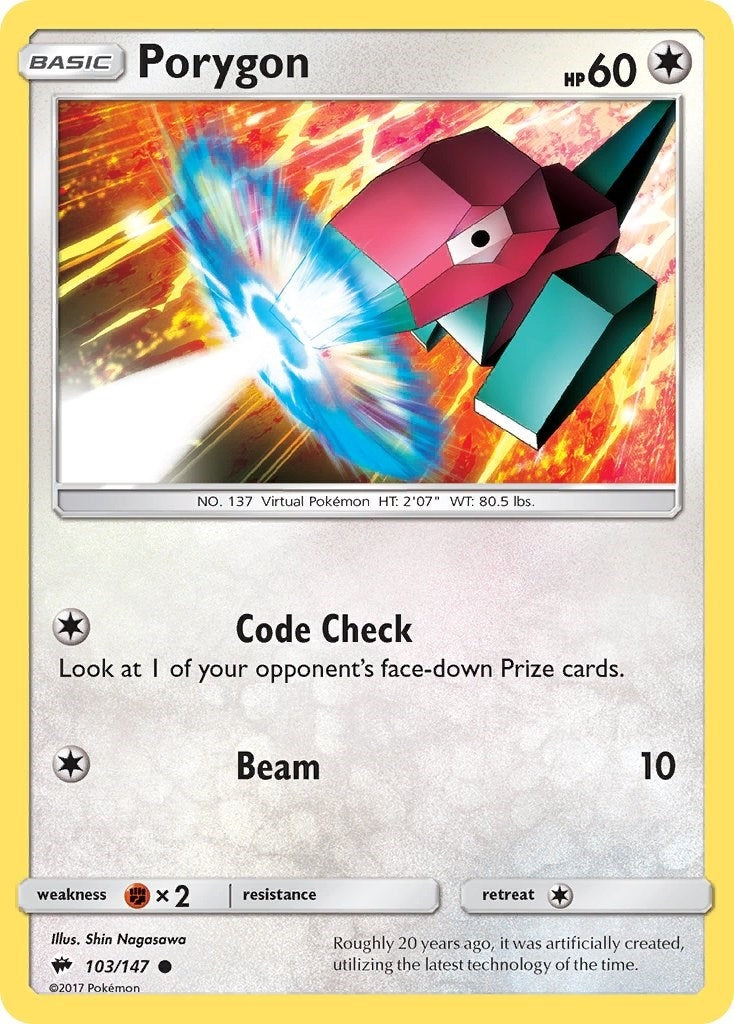 Image for Porygon (103/147) (SM - Burning Shadows) (SM03) - Pokemon