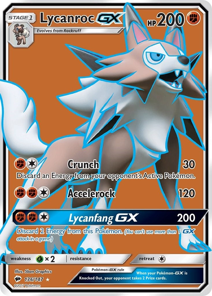 Image for Lycanroc GX (Full Art) (136/147) (SM - Burning Shadows) (SM03) - Pokemon