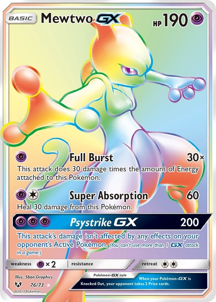 Image for Mewtwo GX (Secret) (76/73) (Shining Legends) (SHL) - Pokemon