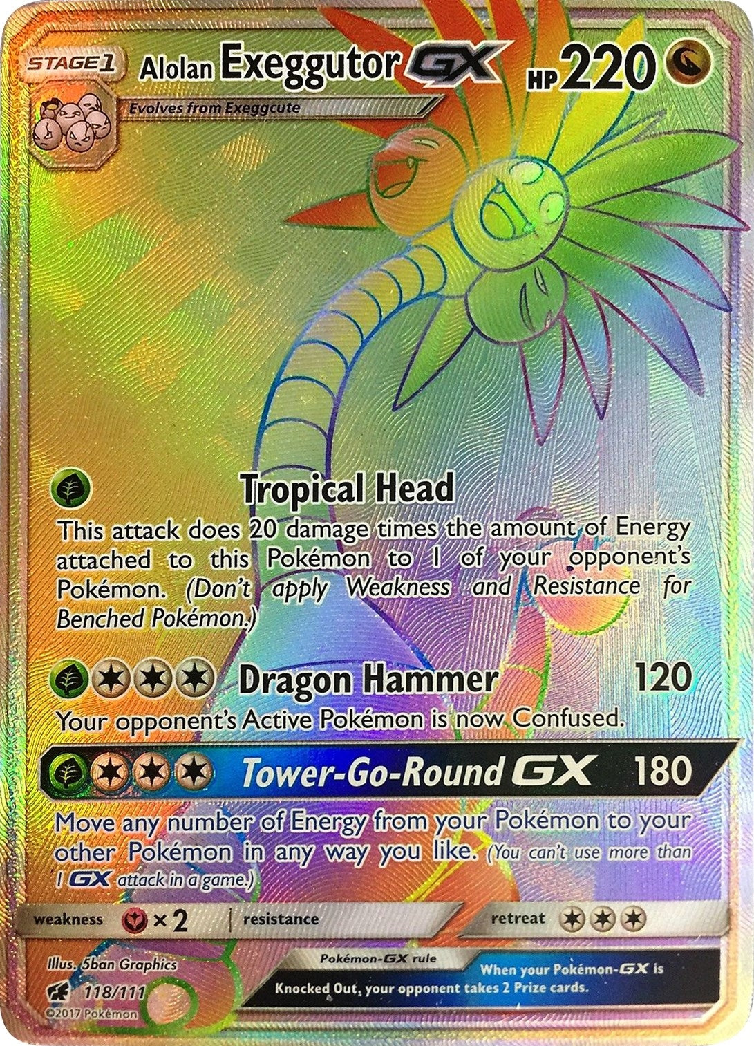 Image for Alolan Exeggutor GX (Secret) (118/111) (SM - Crimson Invasion) (SM04) - Pokemon