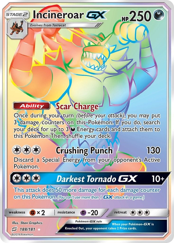 Image for Incineroar GX (Secret) (188/181) (SM - Team Up) (SM9) - Pokemon