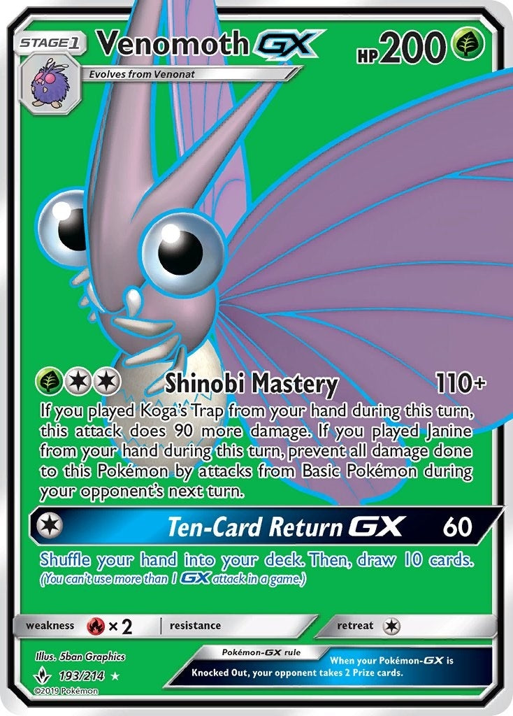 Image for Venomoth GX (Full Art) (193/214) (SM - Unbroken Bonds) (SM10) - Pokemon