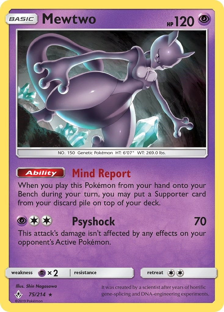 Image for Mewtwo (75/214) (SM - Unbroken Bonds) (SM10) - Pokemon