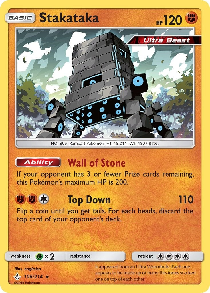 Image for Stakataka (106/214) (SM - Unbroken Bonds) (SM10) - Pokemon