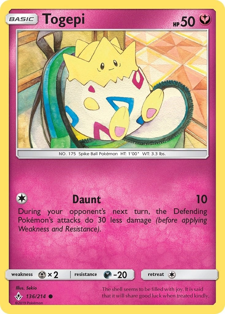 Image for Togepi (136/214) (SM - Unbroken Bonds) (SM10) - Pokemon