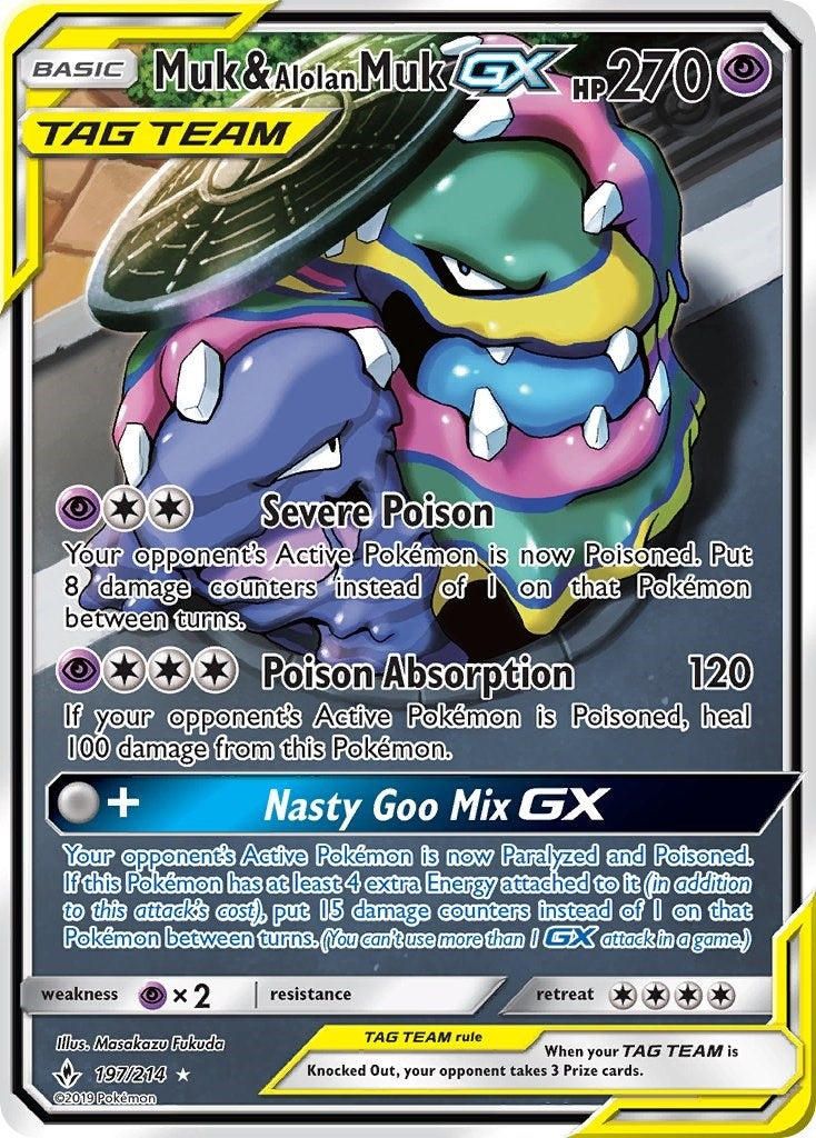 Image for Muk & Alolan Muk GX (197) (Full Art) (197/214) (SM - Unbroken Bonds) (SM10) - Pokemon