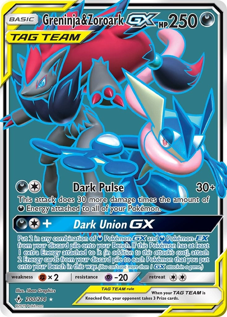 Image for Greninja & Zoroark GX (200) (Full Art) (200/214) (SM - Unbroken Bonds) (SM10) - Pokemon