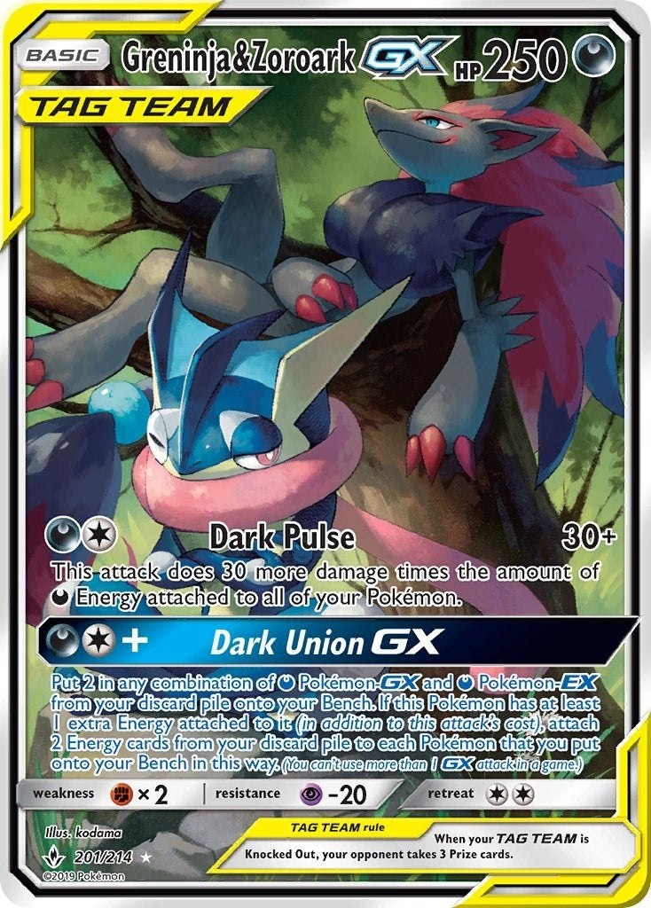Image for Greninja & Zoroark GX (201) (Alternate Full Art) (201/214) (SM - Unbroken Bonds) (SM10) - Pokemon