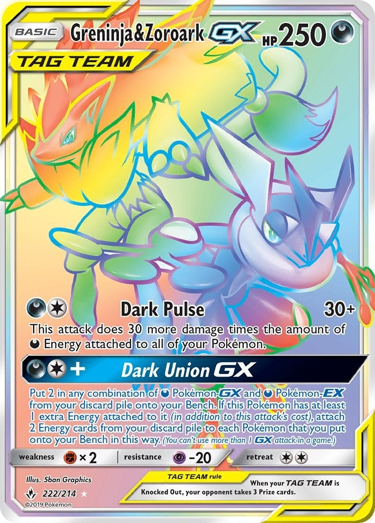 Image for Greninja & Zoroark GX (Secret) (222/214) (SM - Unbroken Bonds) (SM10) - Pokemon