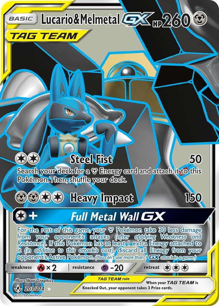 Image for Lucario & Melmetal GX (Full Art) (203/214) (SM - Unbroken Bonds) (SM10) - Pokemon