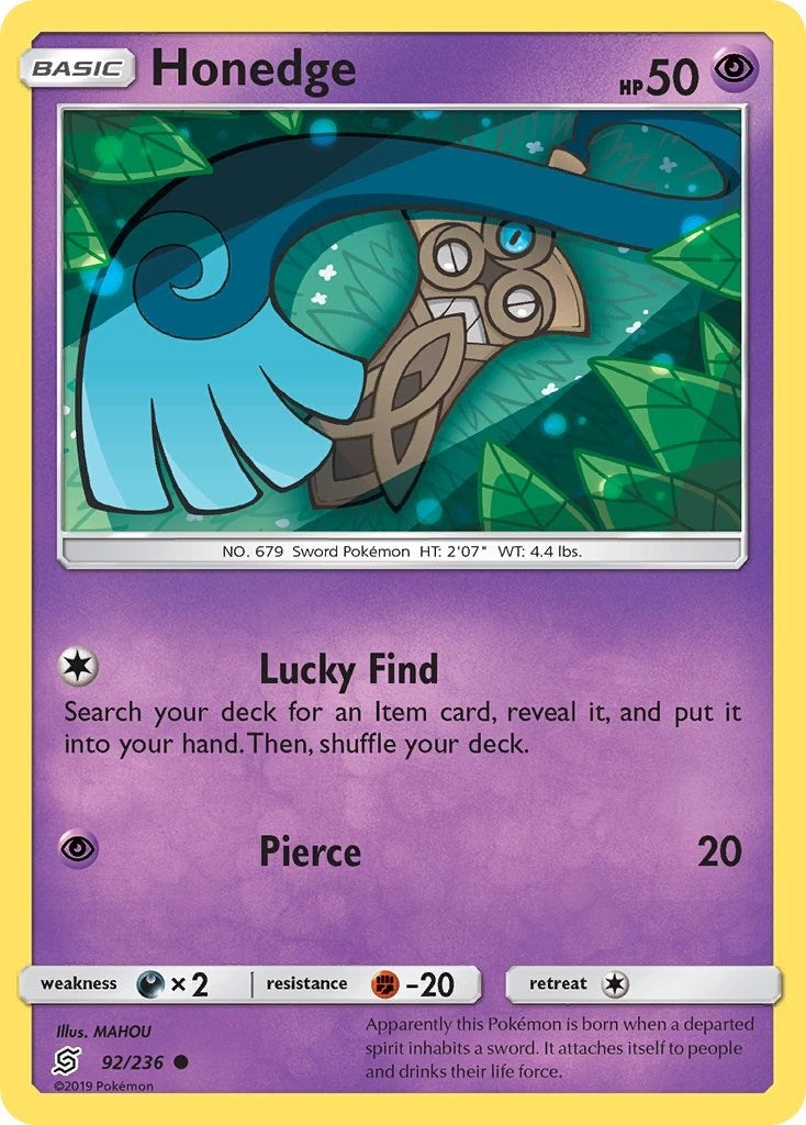 Image for Honedge (92) (92/236) (SM - Unified Minds) (SM11) - Pokemon