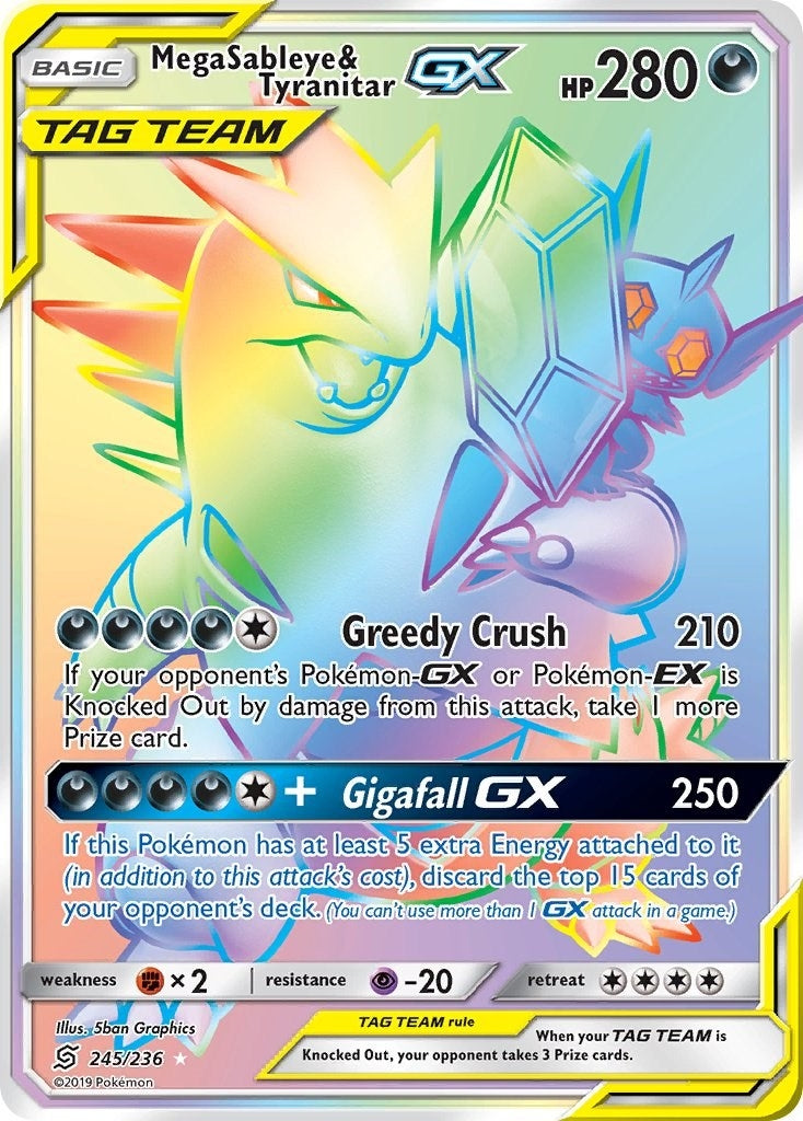 Image for Mega Sableye & Tyranitar GX (Secret) (245/236) (SM - Unified Minds) (SM11) - Pokemon