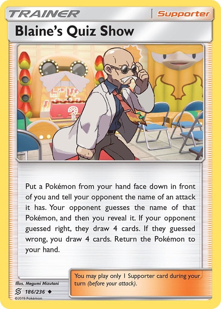 Image for Blaine's Quiz Show (186/236) (SM - Unified Minds) (SM11) - Pokemon