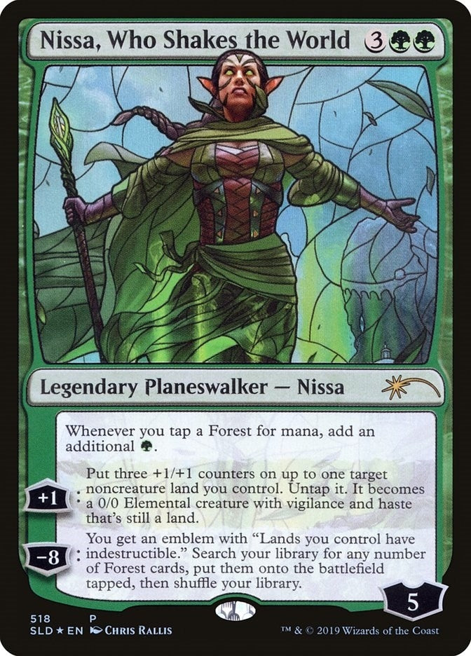 Nissa, Who Shakes the World (Stained Glass) (518) (Secret Lair Drop Series)