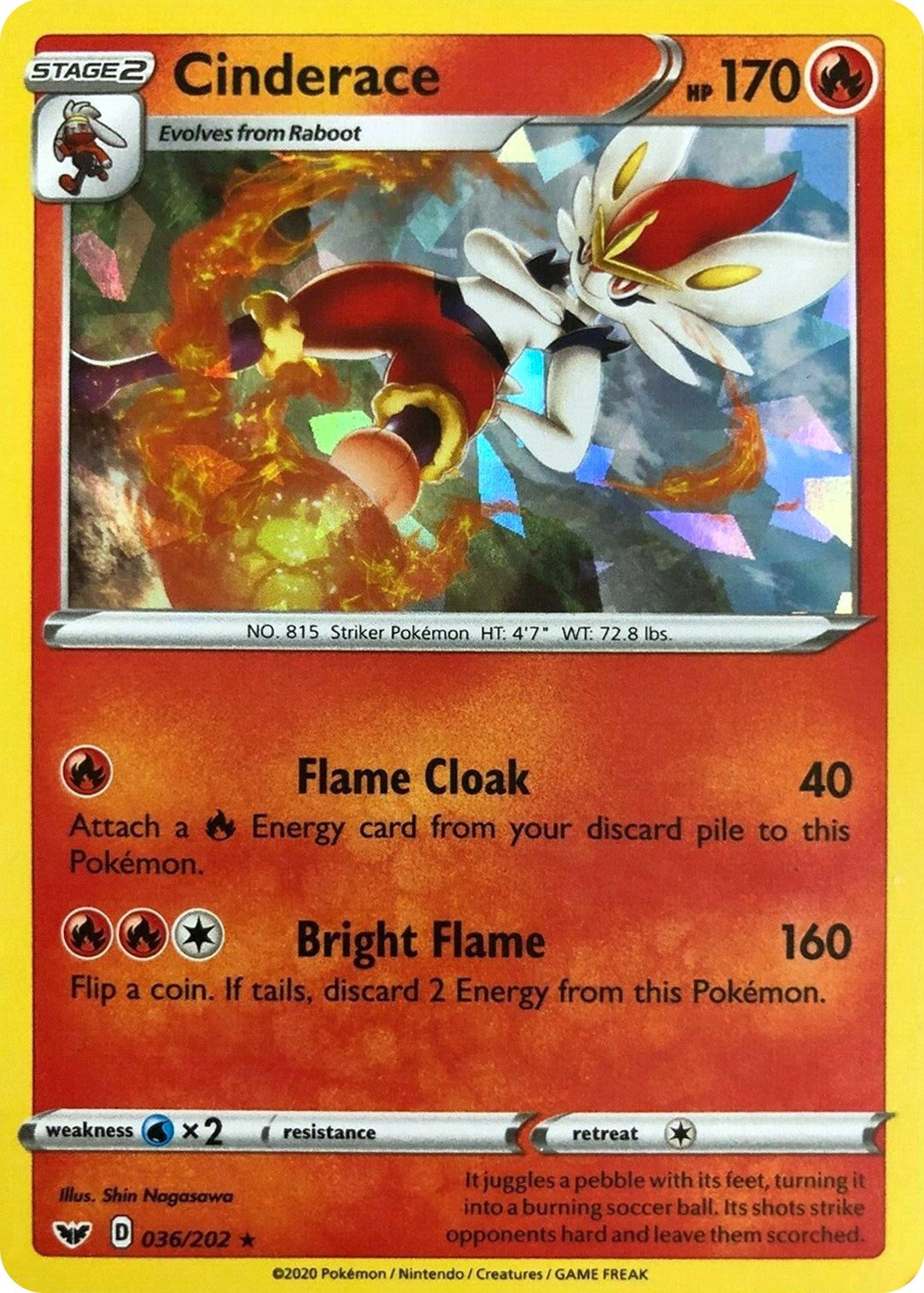 Image for Cinderace - 036/202 (Cracked Ice Holo) (036/202) (Deck Exclusives) (PR) - Pokemon
