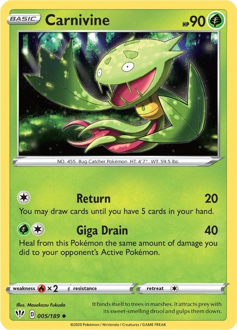 Image for Carnivine (005/189) (SWSH03: Darkness Ablaze) (SWSH03) - Pokemon