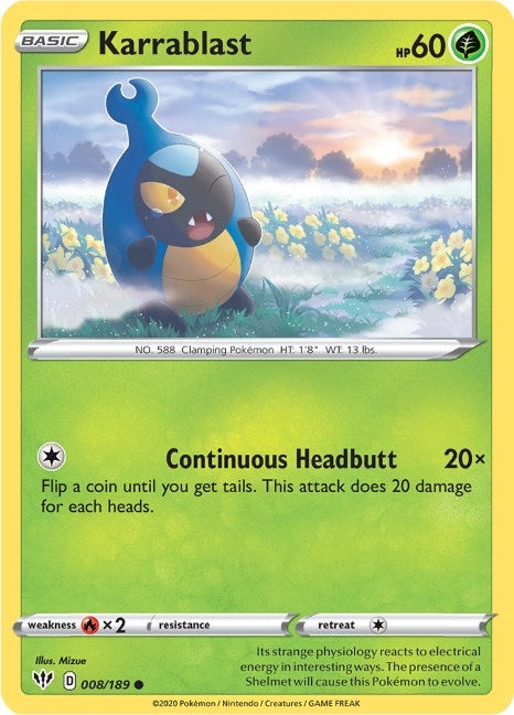 Image for Karrablast (008/189) (SWSH03: Darkness Ablaze) (SWSH03) - Pokemon