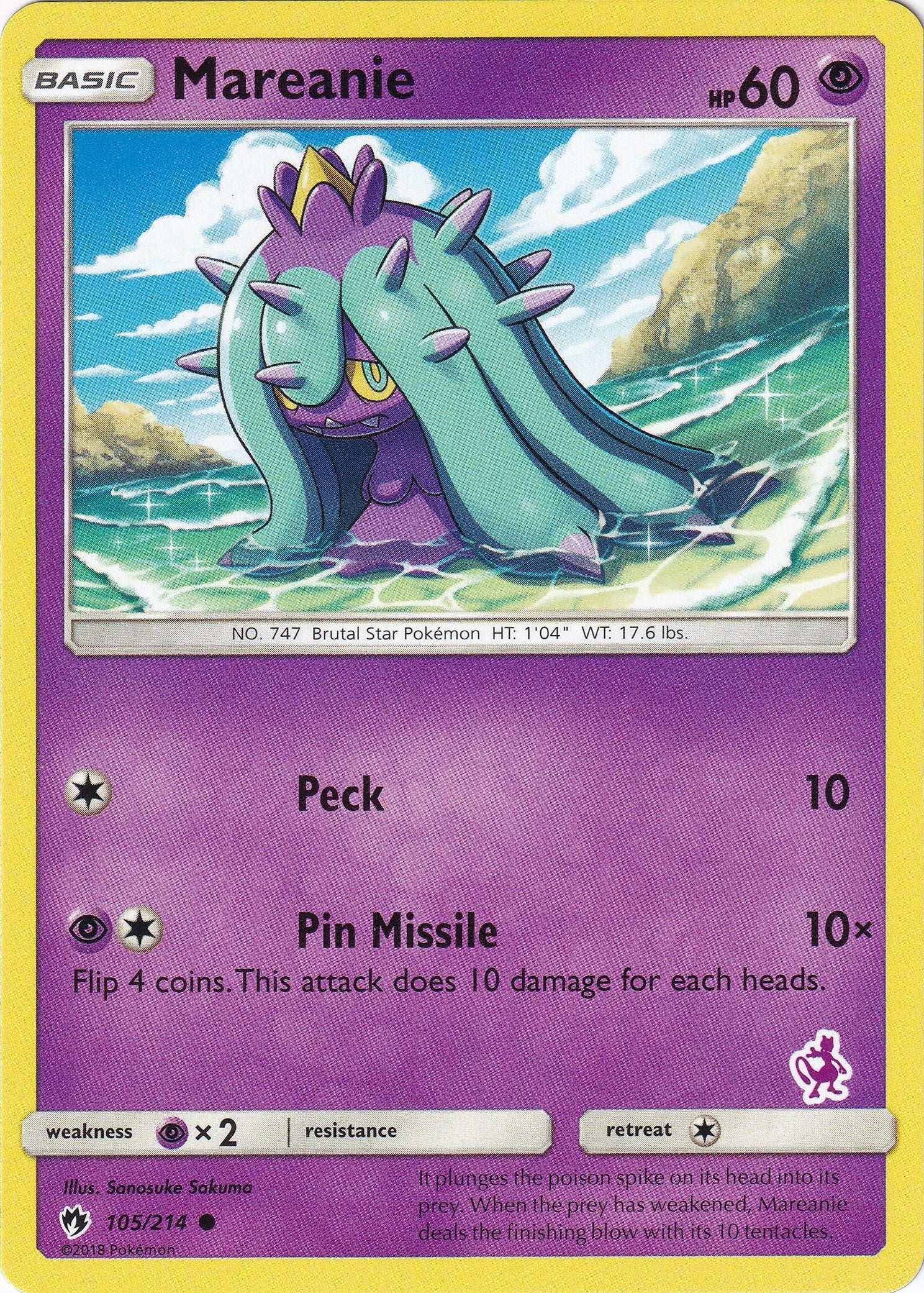 Image for Mareanie - 105/214 (Mewtwo Stamped) (105/214) (Battle Academy) (BTA) - Pokemon