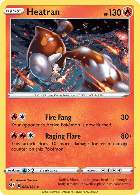 Image for Heatran (025/189) (SWSH03: Darkness Ablaze) (SWSH03) - Pokemon
