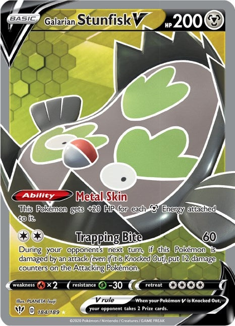 Image for Galarian Stunfisk V (Full Art) (184/189) (SWSH03: Darkness Ablaze) (SWSH03) - Pokemon