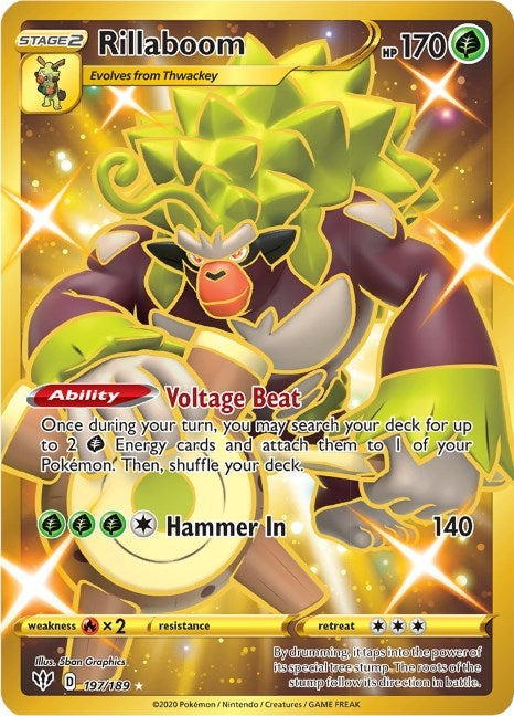 Image for Rillaboom (Secret) (197/189) (SWSH03: Darkness Ablaze) (SWSH03) - Pokemon