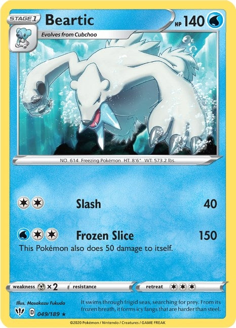 Image for Beartic (049/189) (SWSH03: Darkness Ablaze) (SWSH03) - Pokemon