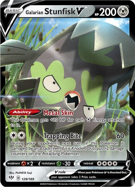 Image for Galarian Stunfisk V (128/189) (SWSH03: Darkness Ablaze) (SWSH03) - Pokemon