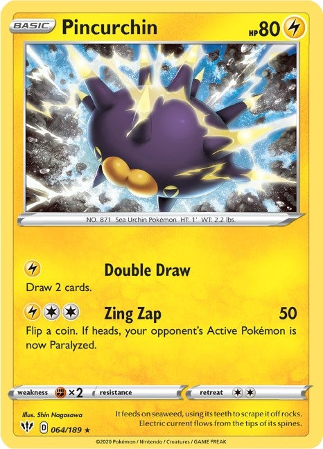 Image for Pincurchin (064/189) (SWSH03: Darkness Ablaze) (SWSH03) - Pokemon