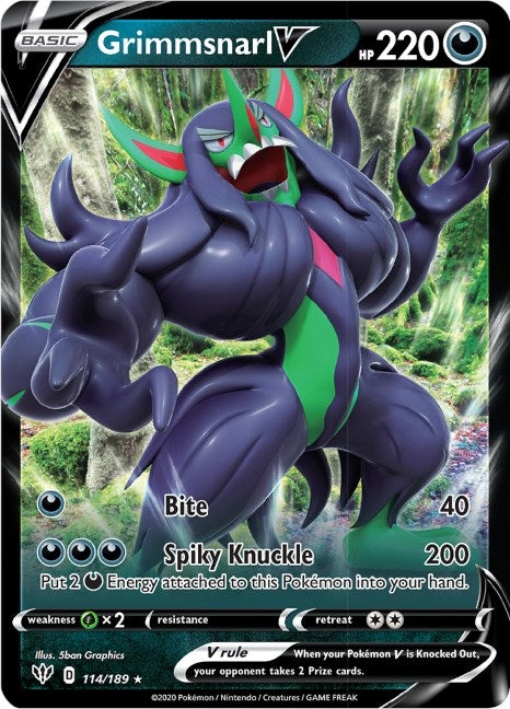 Image for Grimmsnarl V (114/189) (SWSH03: Darkness Ablaze) (SWSH03) - Pokemon