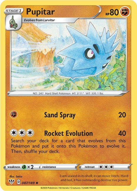 Image for Pupitar (087/189) (SWSH03: Darkness Ablaze) (SWSH03) - Pokemon