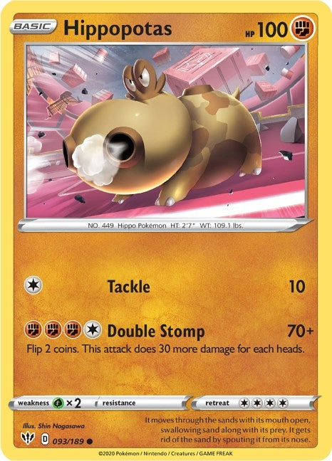 Image for Hippopotas (093/189) (SWSH03: Darkness Ablaze) (SWSH03) - Pokemon