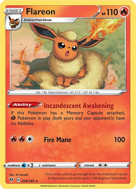 Image for Flareon (026/185) (SWSH04: Vivid Voltage) (SWSH04) - Pokemon